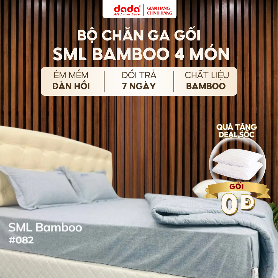 Bộ Chăn Ga Gối DADA SML Bamboo 4 Món – Chất Liệu Bamboo Mô Phỏng Sợi Tre, Mát Dịu, Thoáng Khí