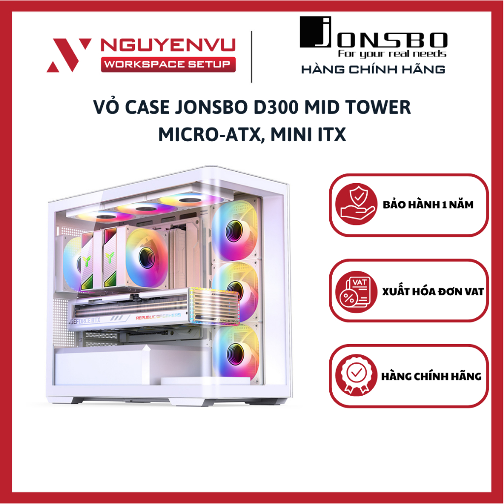 Vỏ Case Jonsbo D300 Mid Tower Micro-ATX, Mini ITX - Hàng Chính Hãng