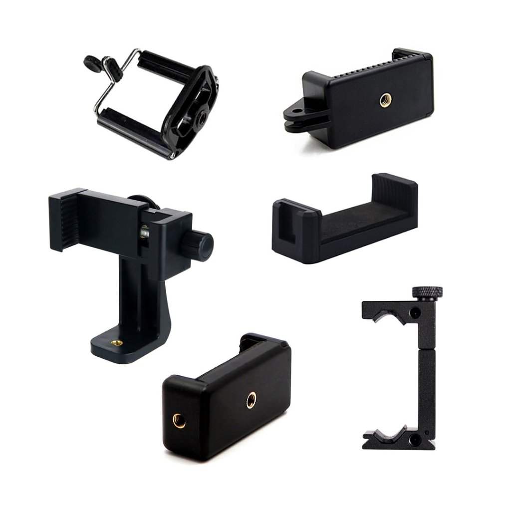Kẹp Điện Thoại Gắn Tripod Gậy Selfie CNC Nhôm Hoặc Nhựa Cho iPhone Samsung Xiaomi