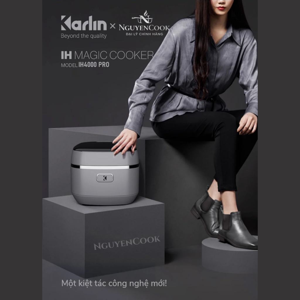 [Chính Hãng] Nồi Cơm Điện Cao Tần KARLIN IH4000 PRO Lòng Inox 316L Vân Lục Giác - 4.5L Màn Hình TFT