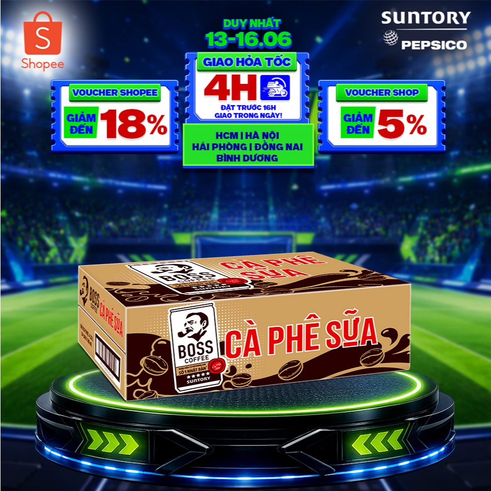 [SALE 15.6] Thùng 24 Lon Cà phê sữa Boss (180ml/lon)