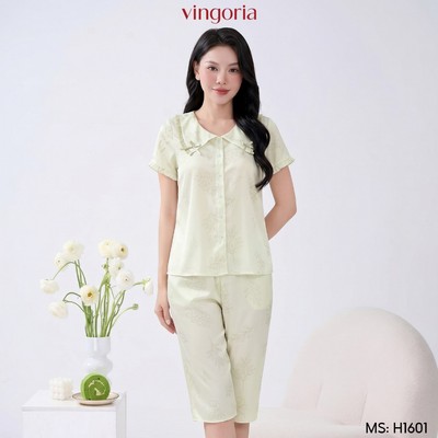 Bộ đồ ngủ nữ Pijama mặc nhà lụa VINGO/VINGORIA tay ngắn mùa hè H1601