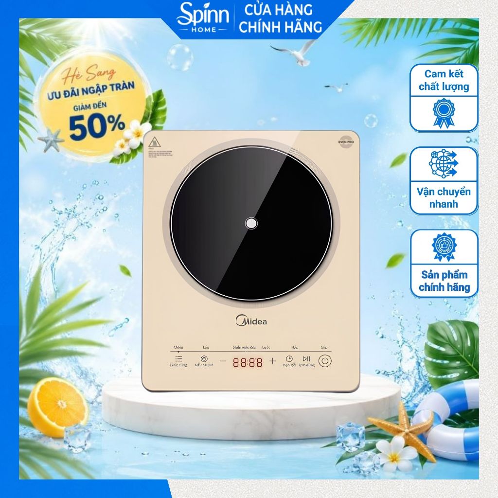 Bếp từ đơn midea công suất 2200W nấu nhanh, bếp điện từ midea tiết kiệm điện an toàn, tự ngắt nhiệt