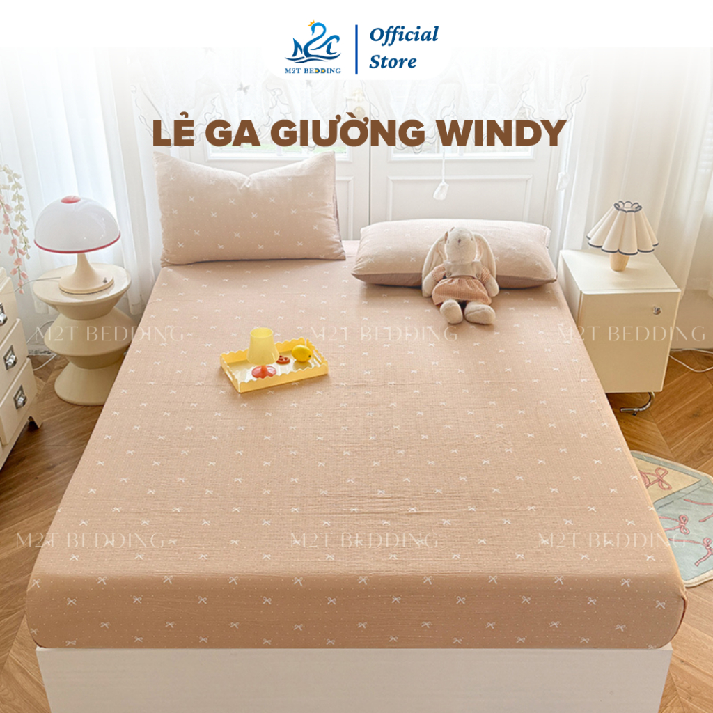 [KHÔNG KÈM VỎ GỐI] Lẻ ga trải giường đũi Windy M2T bedding drap giường bo chun đủ size