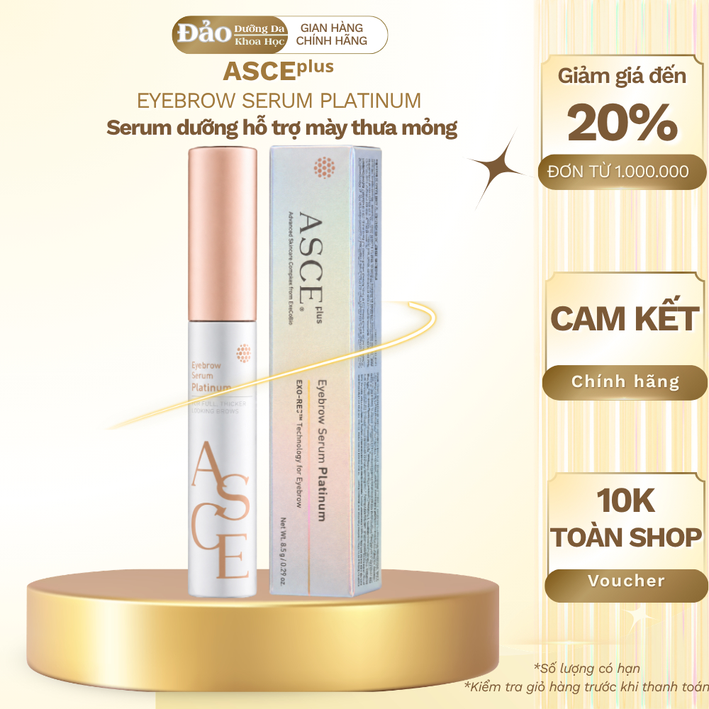 Serum Dưỡng Chân Mày ASCE Platinum Exosome Biotin Peptide Hỗ Trợ Mày Thưa Mỏng