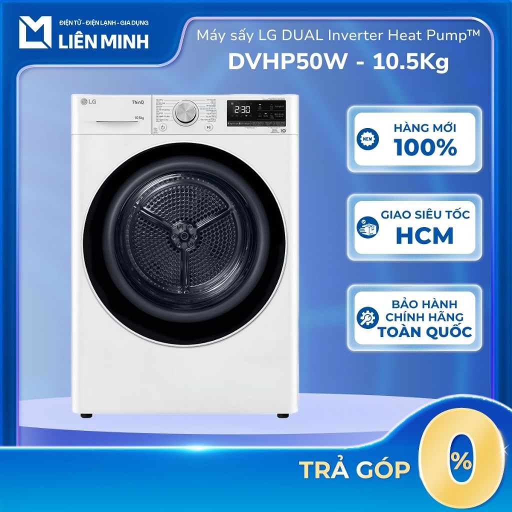 DVHP50B / DVHP50P / DVHP50W - Máy Sấy Bơm Nhiệt LG Inverter 10.5 Kg DVHP50B/P/W [Giao Toàn Quốc]