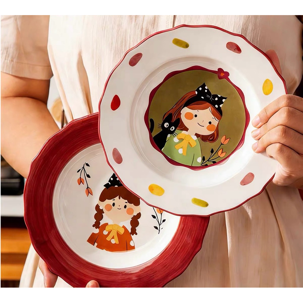 Dĩa đựng thức ăn , khay đựng thức ăn họa tiết hoạt hình bằng sứ
