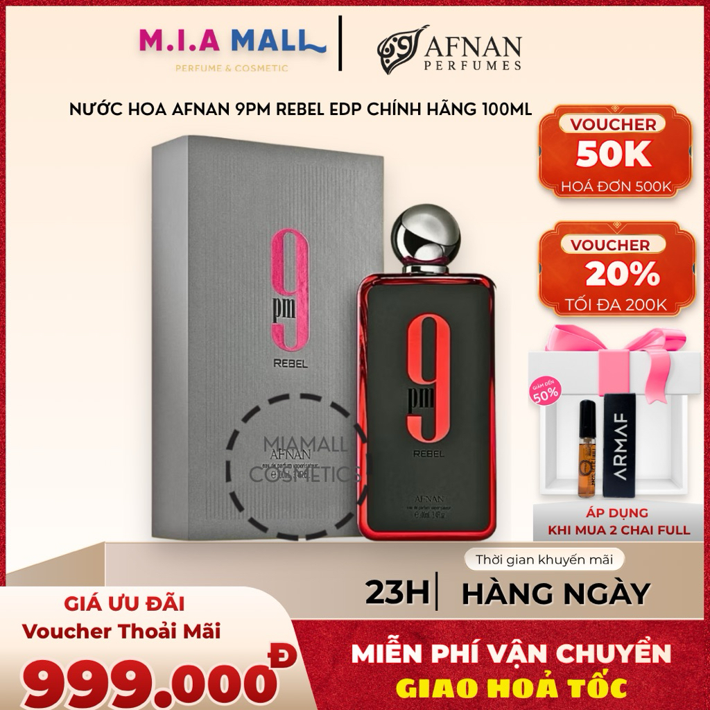 Nước hoa unisex Afnan 9PM Rebel Edp Chính Hãng 100ml