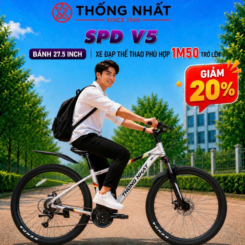 Xe đạp thể thao Thống Nhất SPD V5 (Tặng chắnbùn + giánước + lục giác) khung nhôm,đề shimano