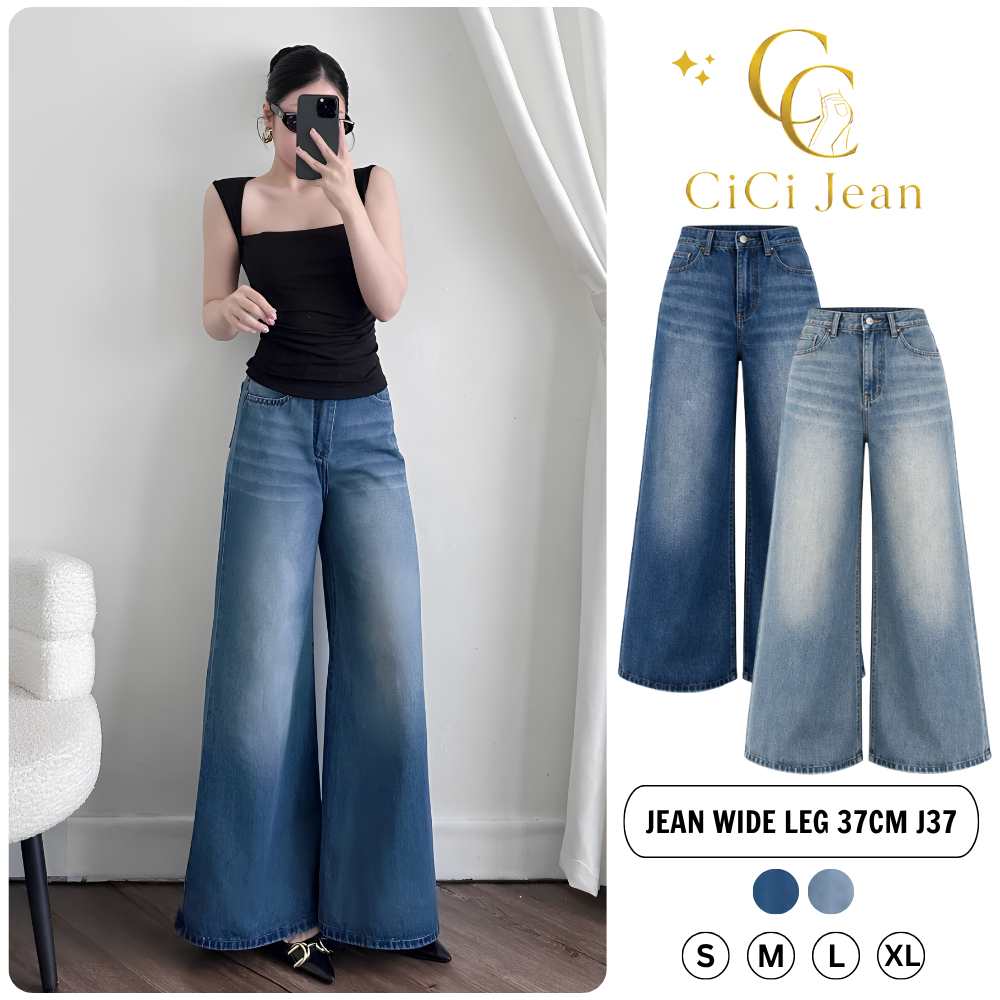 [VOUCHER 20%] Quần Jean Wide Leg Cạp Cao Wash Bạc Chất Denim Phong Cách Hàn Quốc J37