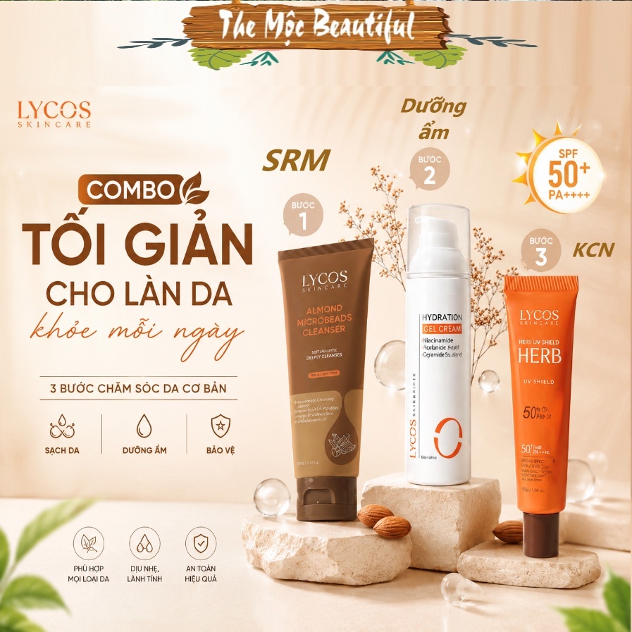 Lycos BỘ 3 Tối Giản Cho Da Khoẻ Mỗi Ngày: Sữa rửa mặt Lycos - Dưỡng Ẩm Lycos - Kem chống nắng Lycos