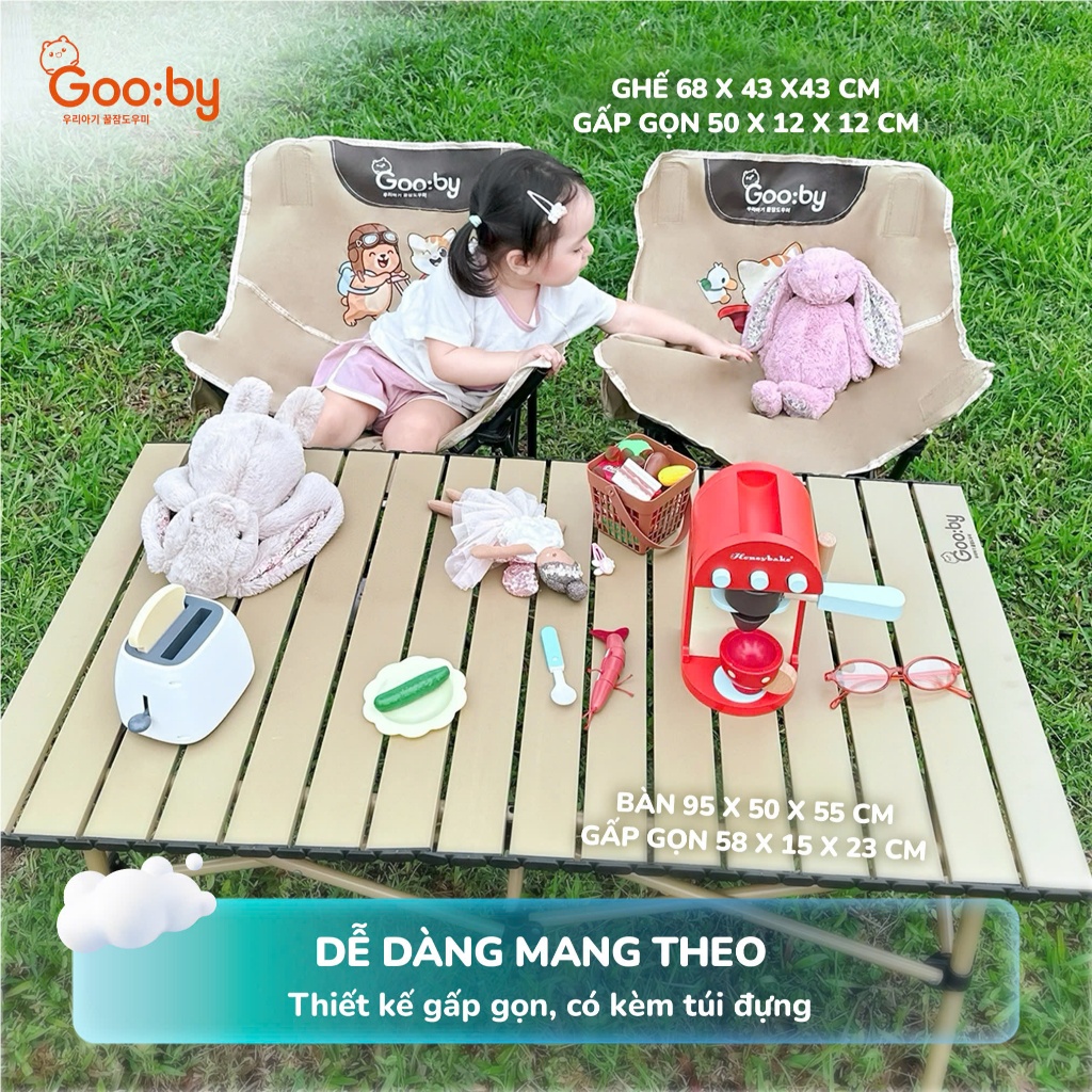 Bộ bàn Camping kèm 2 ghế gấp gọn Camping Gooby