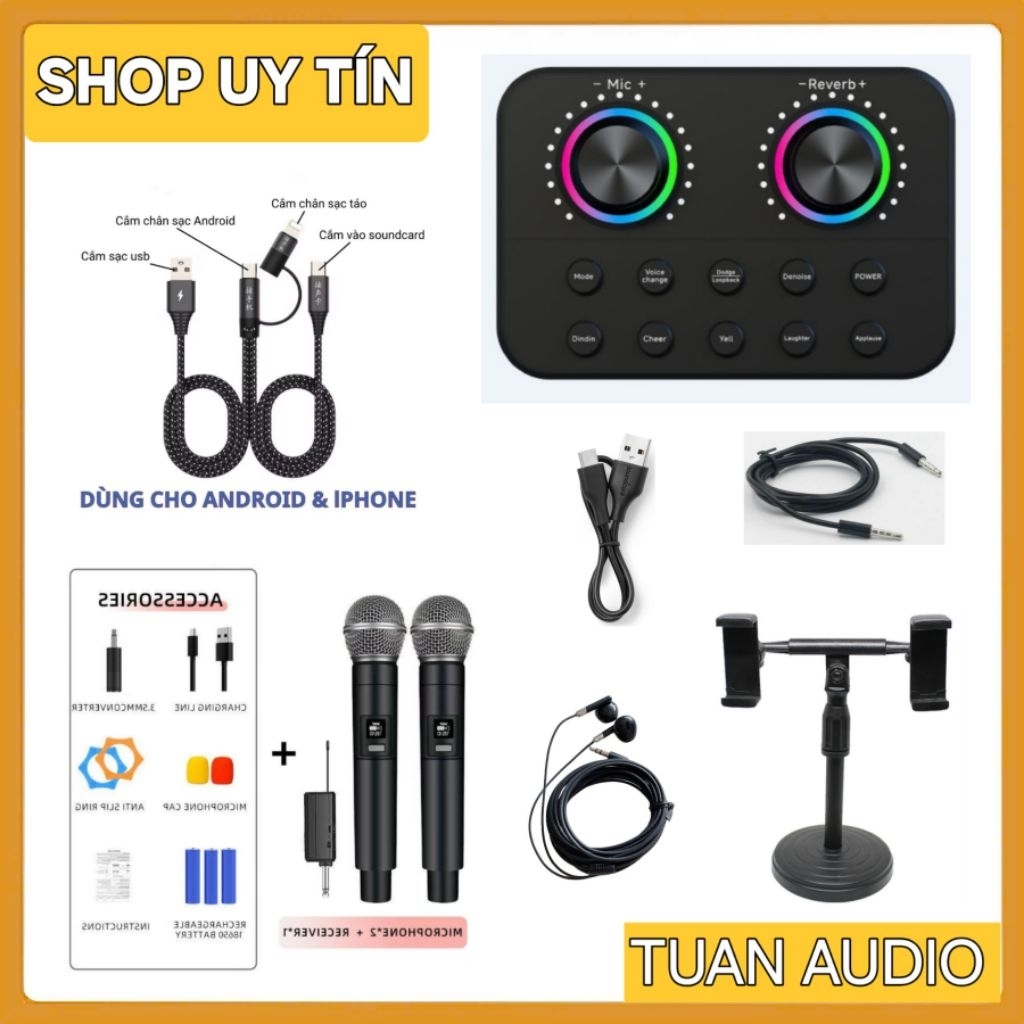 BỘ HÁT LIVE THU ÂM DÂY LIVE ĐẦY ĐỦ PHỤ KIỆN ÂN THANH HAY 2 MIC