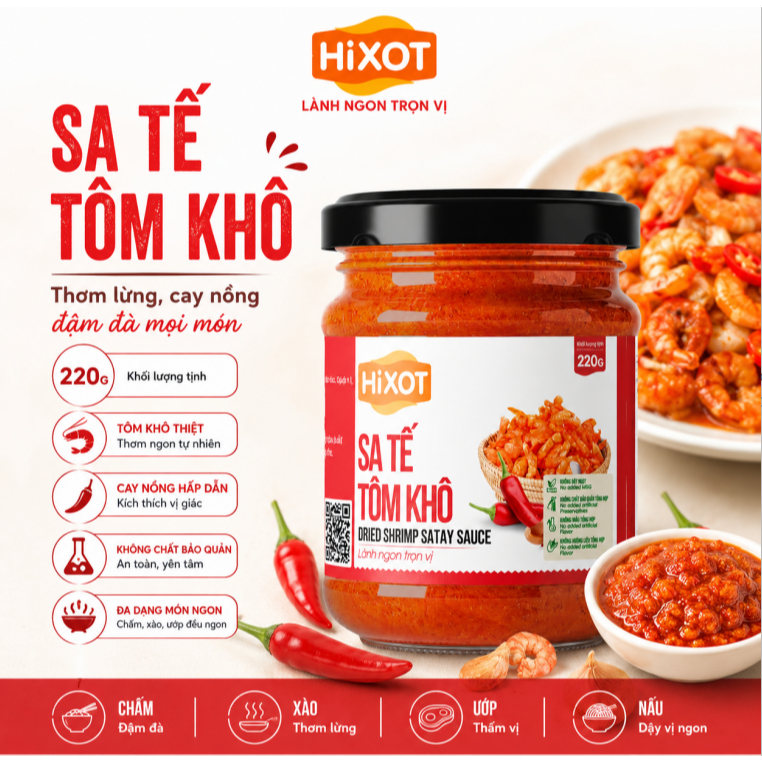 Sa Tế Tôm Khô HiXOT hũ 220gram