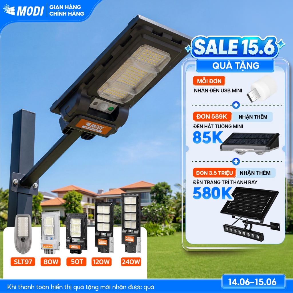 Đèn Năng Lượng Mặt Trời MODI SOLAR, Đèn Led Năng Lượng Mặt Trời Chip Led Siêu Sáng