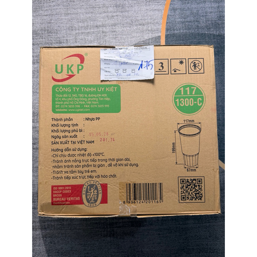 sỉ [500] LY 1300ML UKP , PHI 117 ,LY 2 TẦNG , ( LY KHÔNG KÈM NẮP )