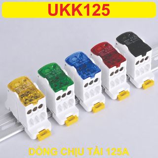 125A - Cầu đấu chia dây điện, hộp đấu chia dây điện gắn ray dòng tải 125A - UKK125