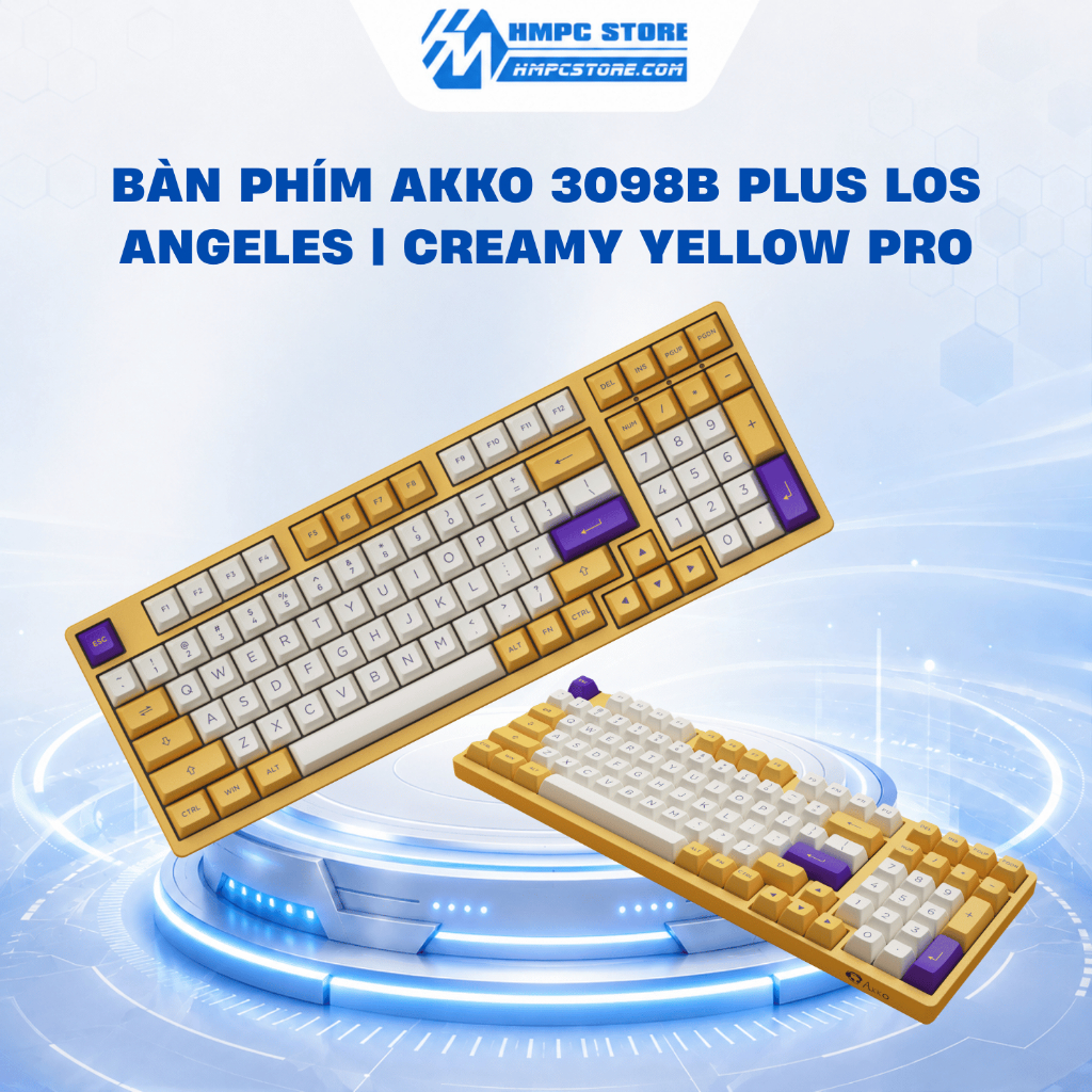 Bàn phím AKKO 3098B Plus Los Angeles | Creamy Yellow Pro, Bảo hành 12 tháng