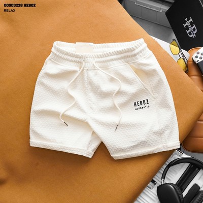 Quần short nam HEBOZ logo authentic 3M vải thun dệt họa tiết nổi premium - 00003228