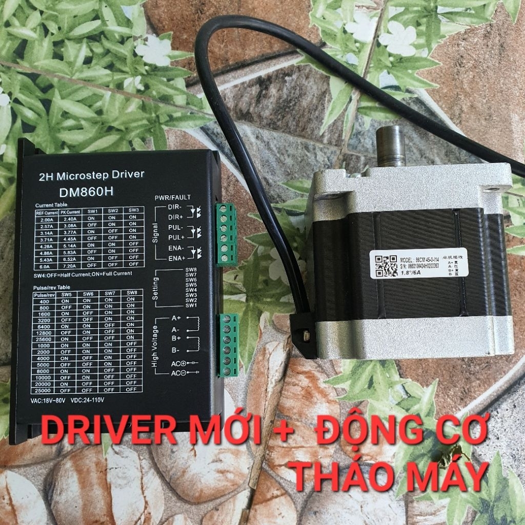 Bộ Step 86 Lực 4.5 N.m (Driver DM860H Mới và Động Cơ Cũ Leadshine 86Cm45)