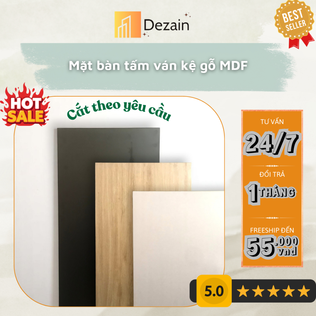 Mặt Bàn, Tấm Ván Gỗ MDF DEZAIN mẫu MBMDF 40x60 - 20x100 - 50x80 - 50x100 - 60x100 - 60x120cm