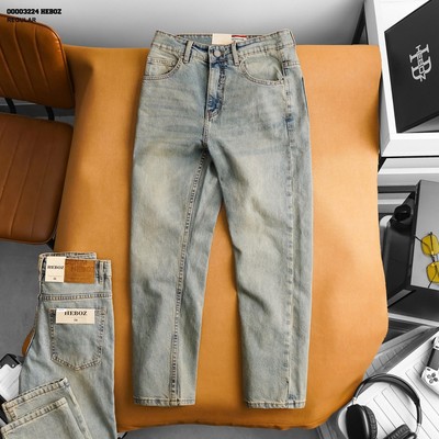 Quần jean nam HEBOZ regular fit D024, quần dài denim ống đứng cao cấp - 00003224