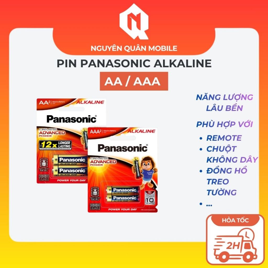 Pin Panasonic Alkaline AA / AAA (LR6T / LR03T) – Hàng Chính Hãng Năng Lượng Bền Bỉ (1 vỉ 2 viên)