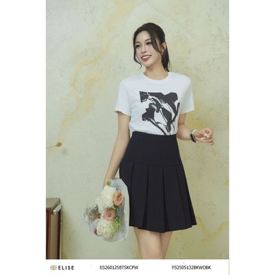 Áo thun trắng in hình đen trắng thiết kế Elise mã sản phẩm ES2601258TSKCPW