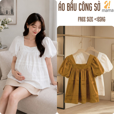 Áo bầu thời trang cổ vuông dáng suông babydoll 2mama xinh xắn mùa hè