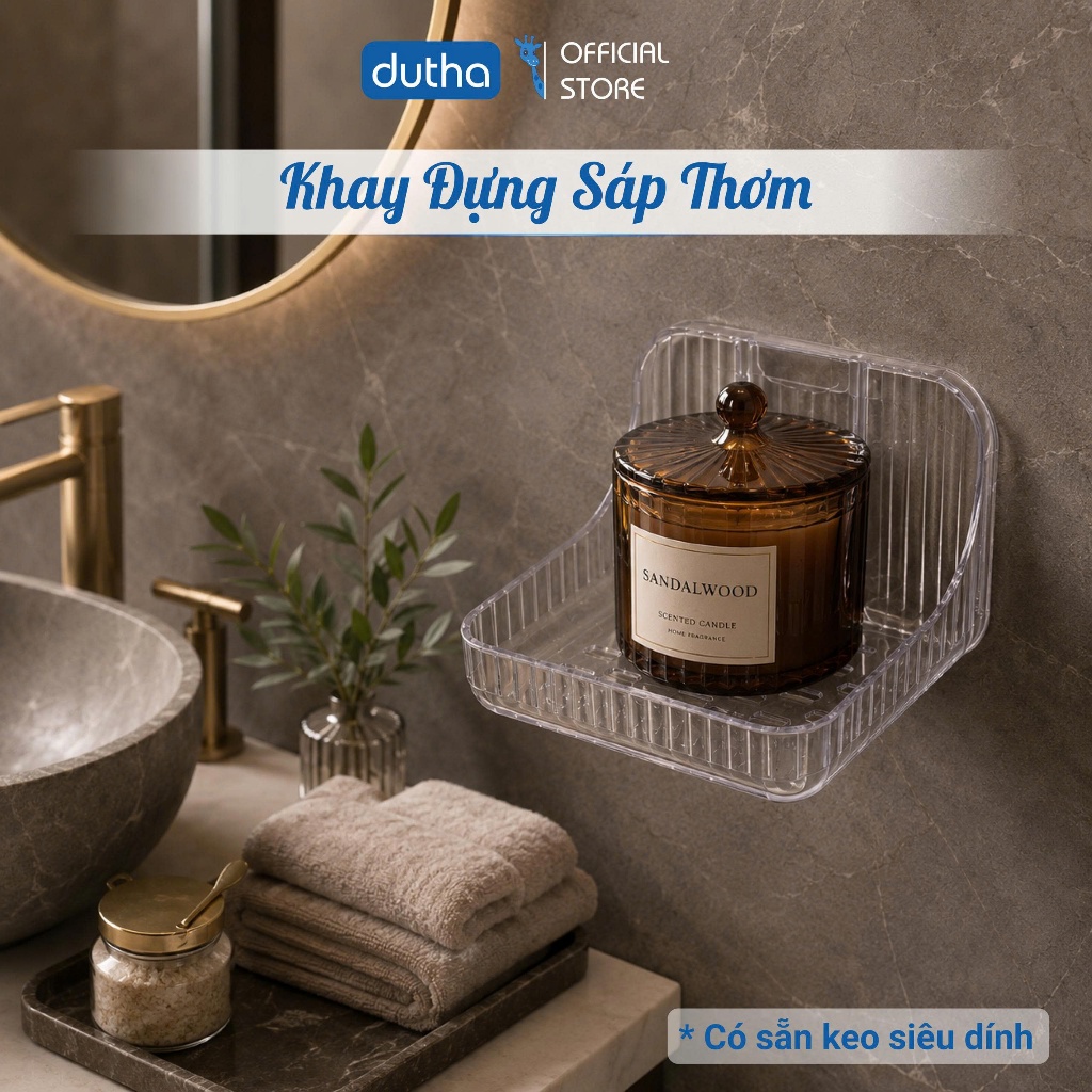 Kệ Đựng Nến Thơm , Xà Phòng, Trang Sức Nhỏ Dán Tường Dutha GD3 Không Khoan (15)