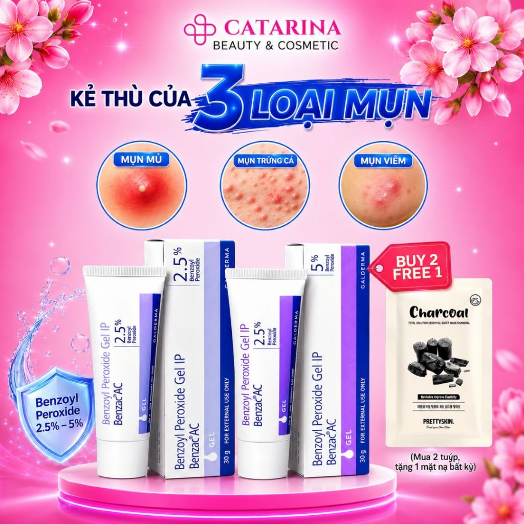 Benzac AC 2.5% Benzoyl Peroxide | Benzac AC 5% Benzoyl Peroxide | Hỗ trợ giảm mụn viêm, mụn trứng cá