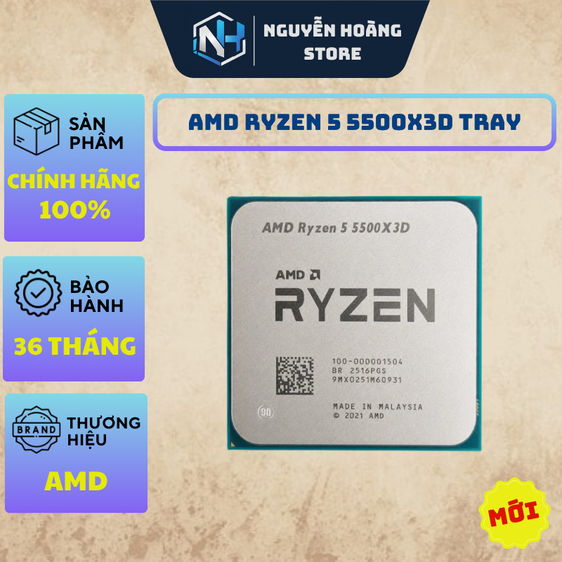 CPU AMD Ryzen 5 5500X3D TRAY NEW BẢO HÀNH 36 THÁNG