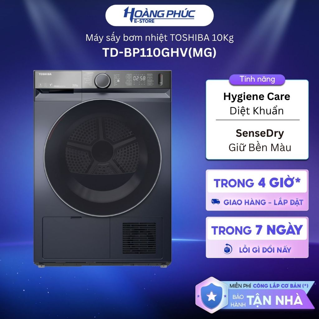 TD-BP110GHV(MG) - Máy sấy bơm nhiệt Toshiba 10 kg TD-BP110GHV {Ship HCM 0Đ}