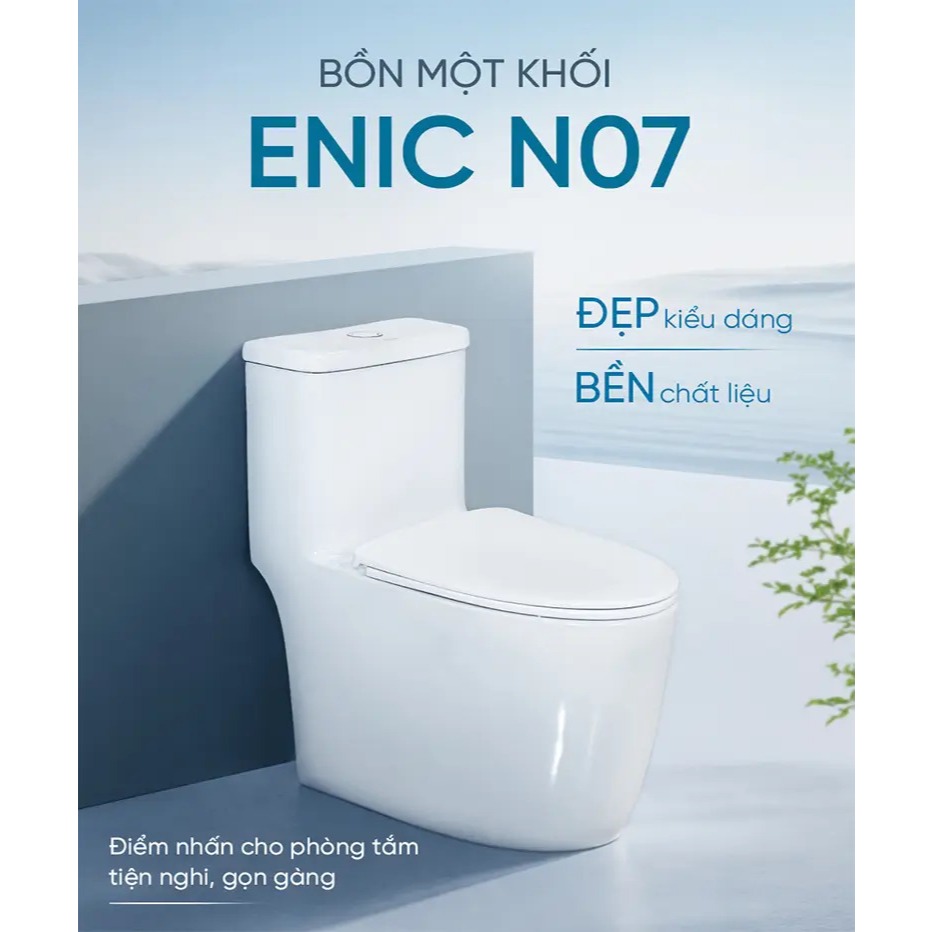 Bồn cầu liền khối Enic N74, V34, N07 thiết kế hiện đại khoá mùi,chất liệu sứ cao cấp chịu tải lớn
