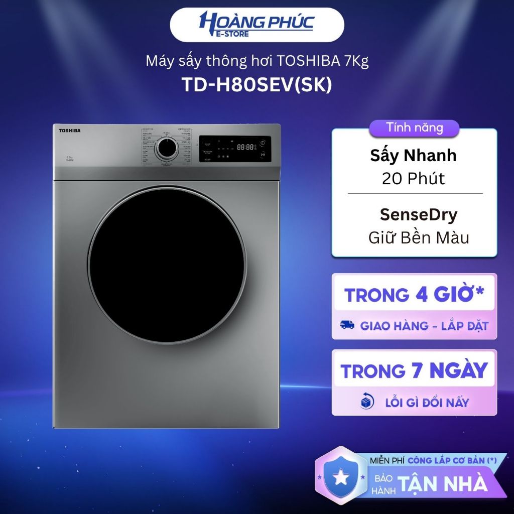 TD-H80SEV(SK) - Máy Sấy Thông Hơi 7 Kg TOSHIBA TD-H80SEV {Toàn Quốc}