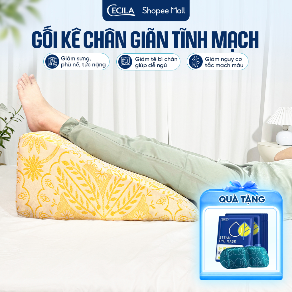 Gối kê chân chống suy giãn tĩnh mạch Cecila thiết kế lượn sóng giúp tăng tuần hoàn máu, giảm phù nề chân tê bì.