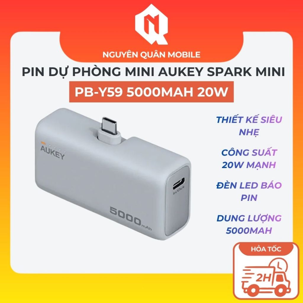Pin Sạc Dự Phòng Mini AUKEY Spark Mini PB-Y59 5000mAh 20W