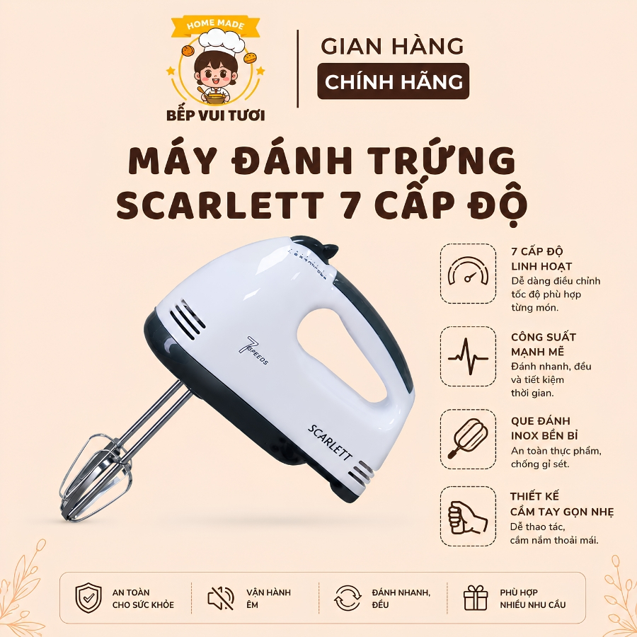 Máy Đánh Trứng/ Đánh Bột Cầm Tay 7 Tốc Độ