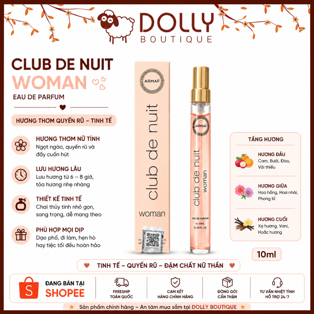 Nước Hoa Nữ Club De Nuit Woman Eau De Parfum 10ml
