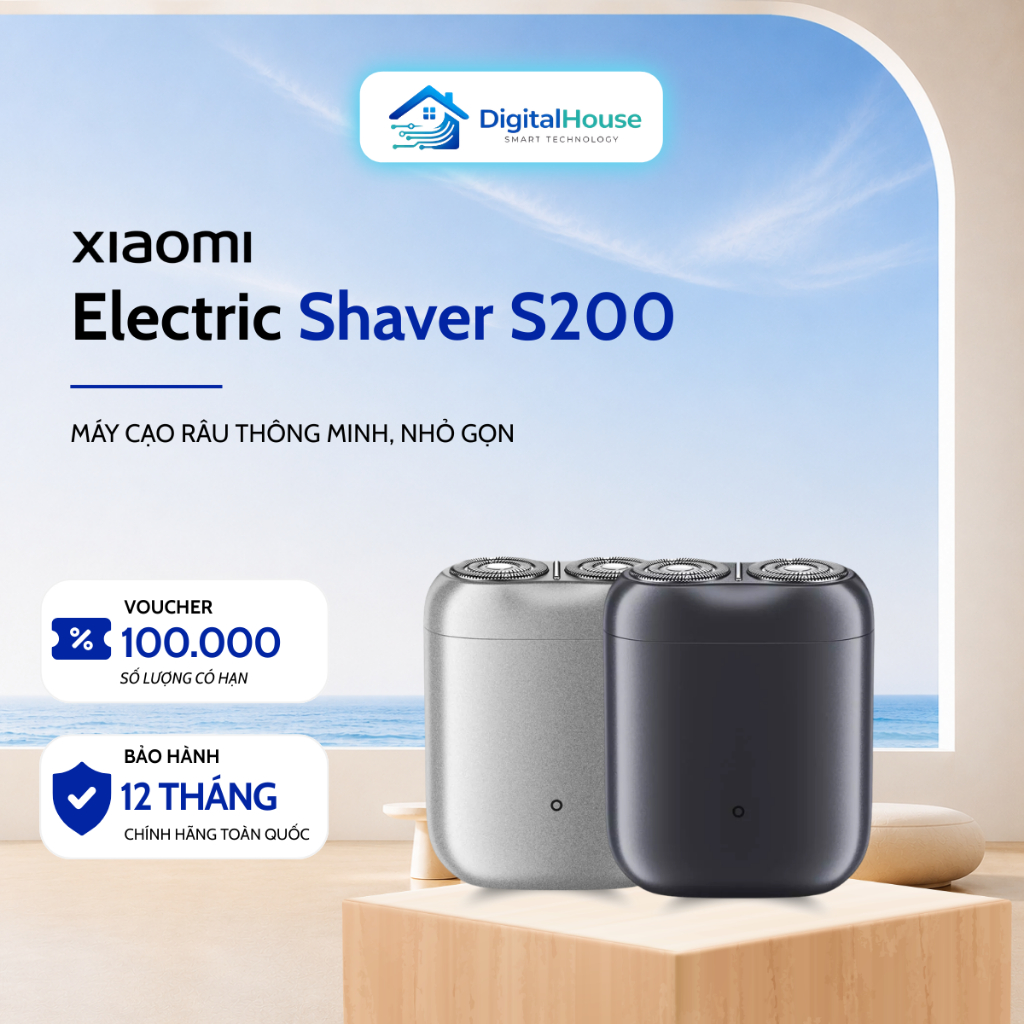 Máy Cạo Râu Điện Xiaomi Electric Shaver S200 Nhỏ Gọn, Cảm Biến Thông Minh - Bảo Hành 12 Tháng