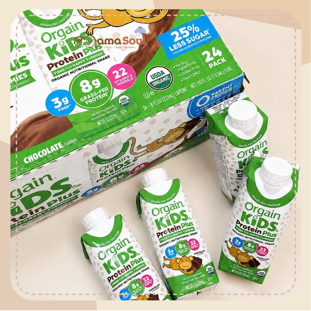 [Date 4/2027] Sữa Khỉ Orgain Kids Protein Plus Socola, Vani 237ml 8g Đạm Grass-Fed, 22 Vitamin Khoán