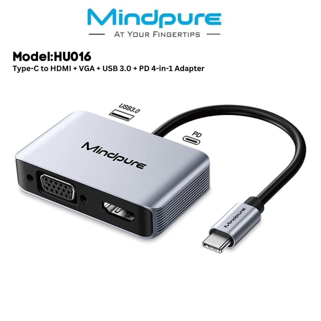 Bộ Chuyển Đổi LX10810 USB-C to HDMI + VGA + USB 3.0 + PD MINDPURE