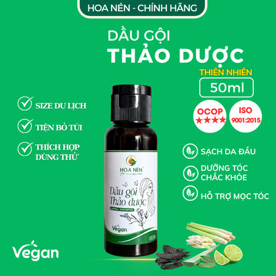 Dầu Gội Thảo Dược - Hoa Nén - Vegan - Sạch da đầu, tr.ị gàu, dưỡng tóc chắc khoẻ - Bản mini 50ml
