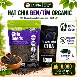 Hạt chia tím absolute organic, hạt chia đen black bag hữu cơ sạch đều detox đẹp da giảm cân