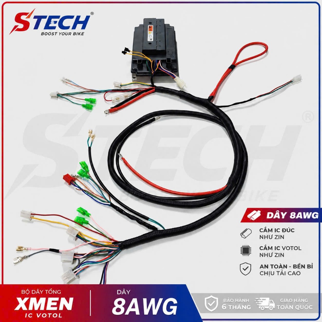 Bộ dây tổng xmen Độ 8AWG làm sẵn giắc cắm ic votol 80s,100s như zin không cần chế