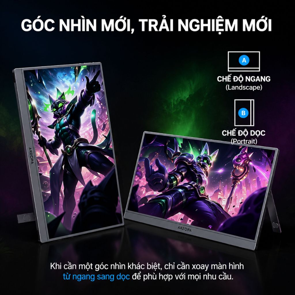 [Hỏa tốc Hà Nội] Màn Hình Di Động ARZOPA Z1FC 16.1" 144Hz IPS FHD |106% sRGB | USB-C HDMI | Full VAT | BigBuy360 - bigbuy360.vn