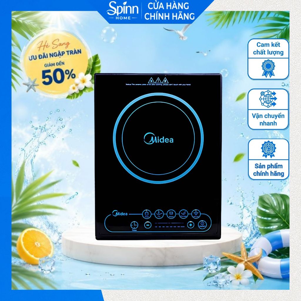 Bếp từ đơn midea công suất 2000W nấu nhanh, bếp điện từ midea tiết kiệm điện an toàn tự ngắt nhiệt