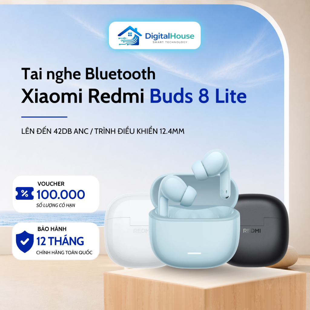 Tai nghe Bluetooth Redmi Buds 8 Lite - Giảm Ồn AI, Pin 36 Giờ - Bảo Hành 12…
