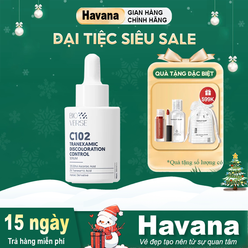 Tinh Chất C102 Mờ Thâm Đỏ & Chống Oxy Hóa Bioverse C102 Tranexamic Discoloration Control Serum 30ml