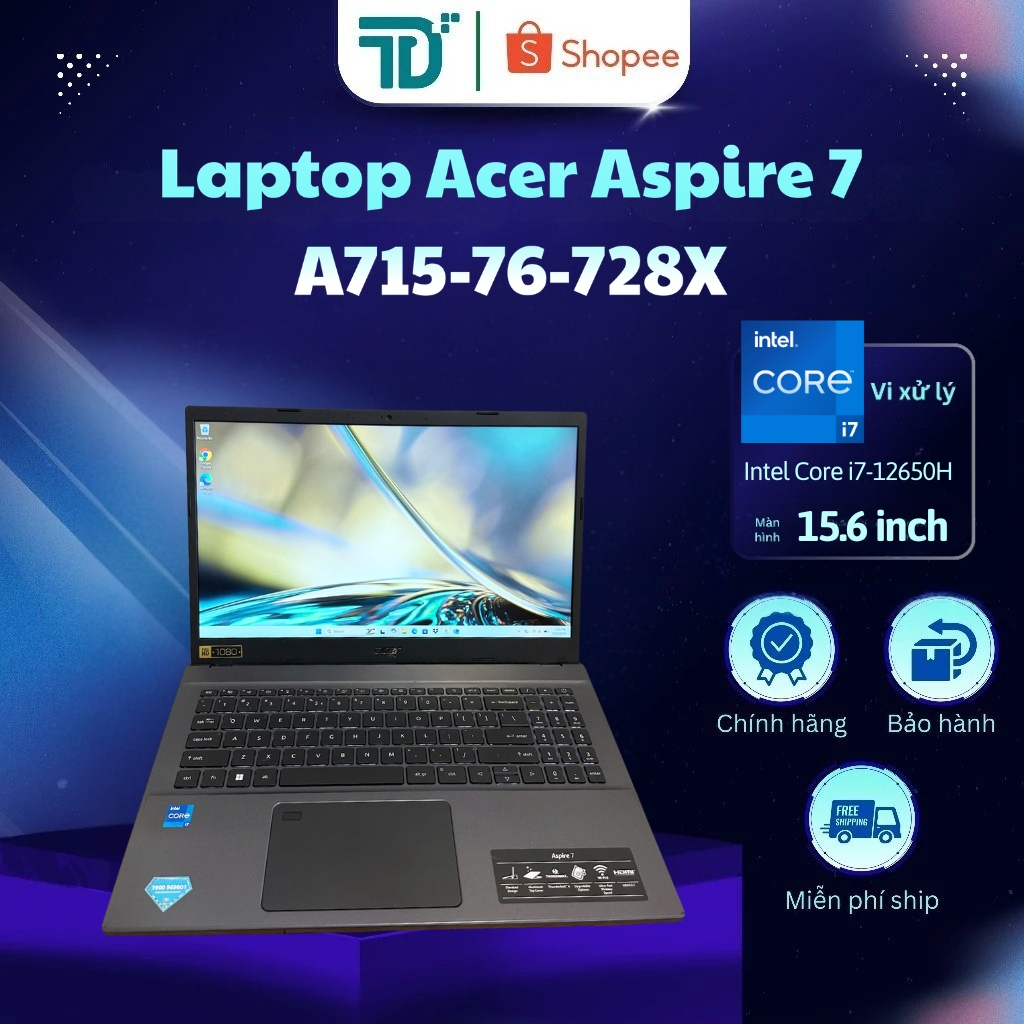 Acer Aspire 7 A715-76-728X i7 12650H/16GB/512GB/15.6"FHD Đen - Laptop 98.5%